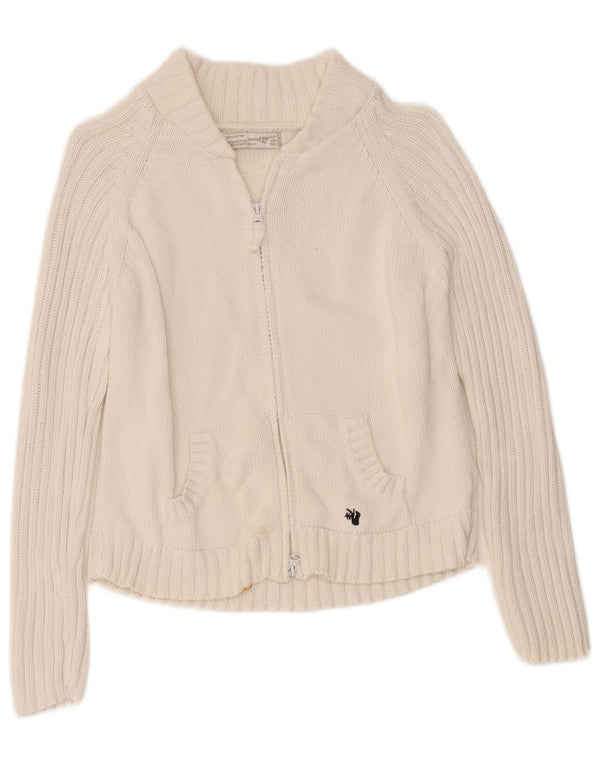 Pulover cardigan cu fermoar complet Zara pentru femei Trafaluc Crop UK 14 Large White
