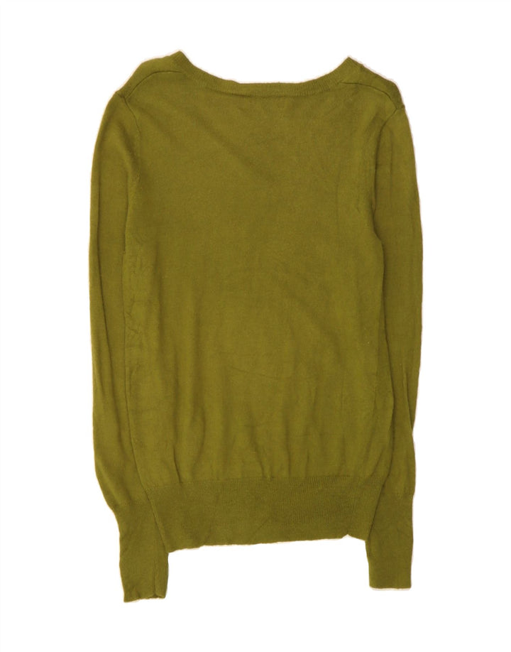 MOSSIMO Womens V-Neck Jumper Sweater UK 12 Medium Green Nylon Vintage Mossimo and Second-Hand Mossimo from Messina Hembry 