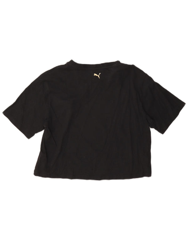 Tricou cu grafic Puma pentru femei Crop Top UK 14 Medium Black Bumbac