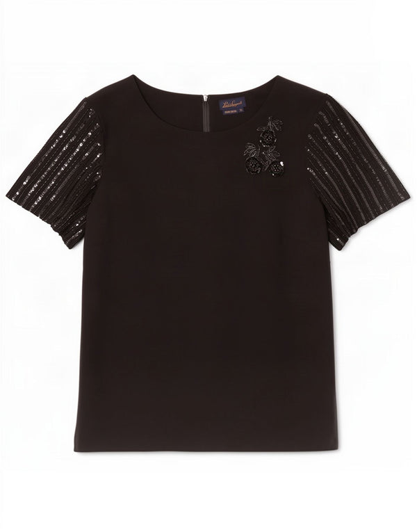 Luisa Spagnoli Femei Bluză Top UK 18 XL Black Floral Silk