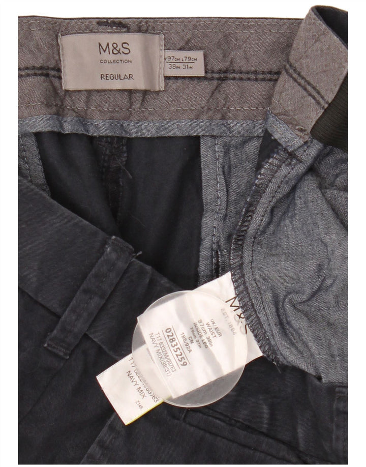 Pantaloni chino obișnuiți, drepti, pentru bărbați Marks & Spencer, L38 L31, bleumarin
