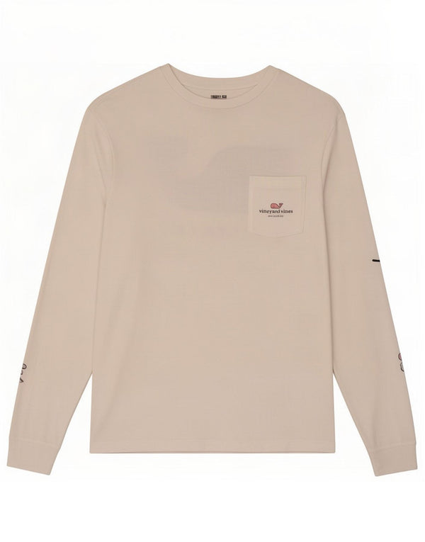 Vineyard Vines Top grafic pentru bărbați cu mânecă lungă XS Bumbac alb