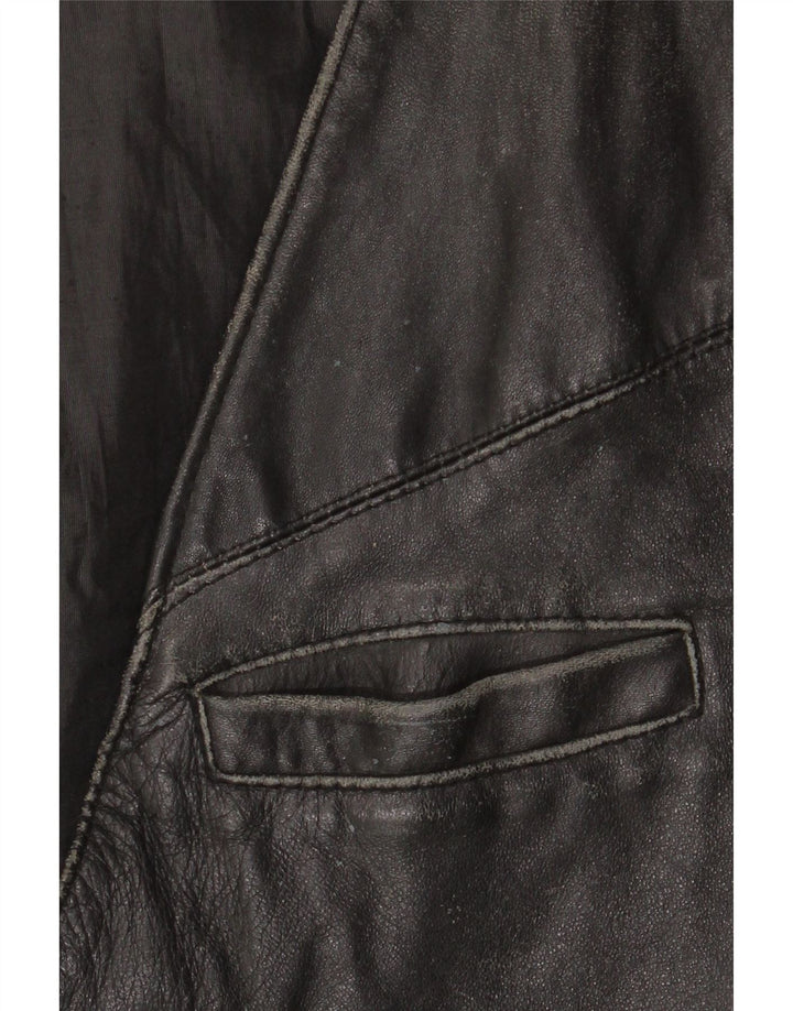 Vestă din piele pentru bărbați VINTAGE IT 52 din piele neagră mare