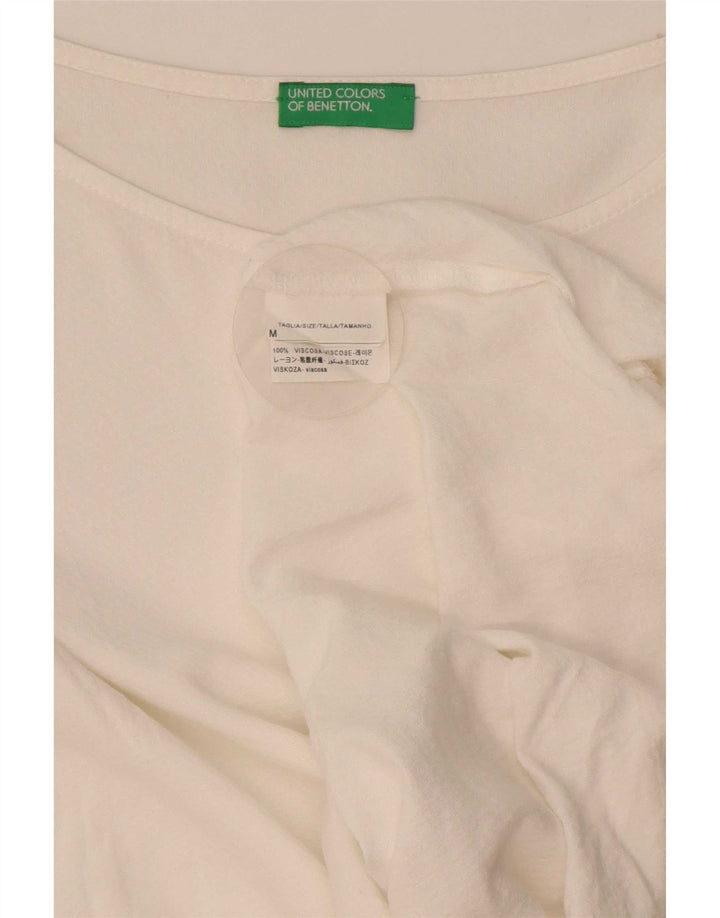 Bluză Benetton pentru femei cu mâneci 3/4, UK 14, viscoză albă medie