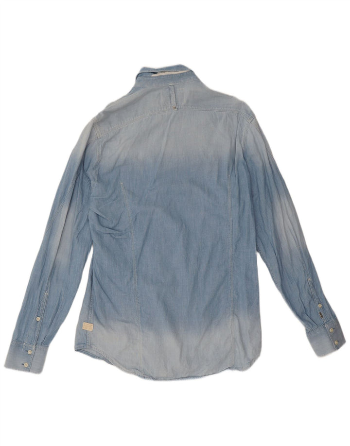 Cămașă G-Star pentru bărbați din denim, bumbac albastru mediu