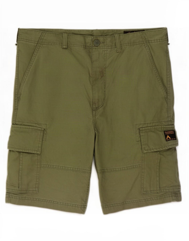 Pantaloni scurți cargo Superdry pentru bărbați W32, bumbac verde mediu