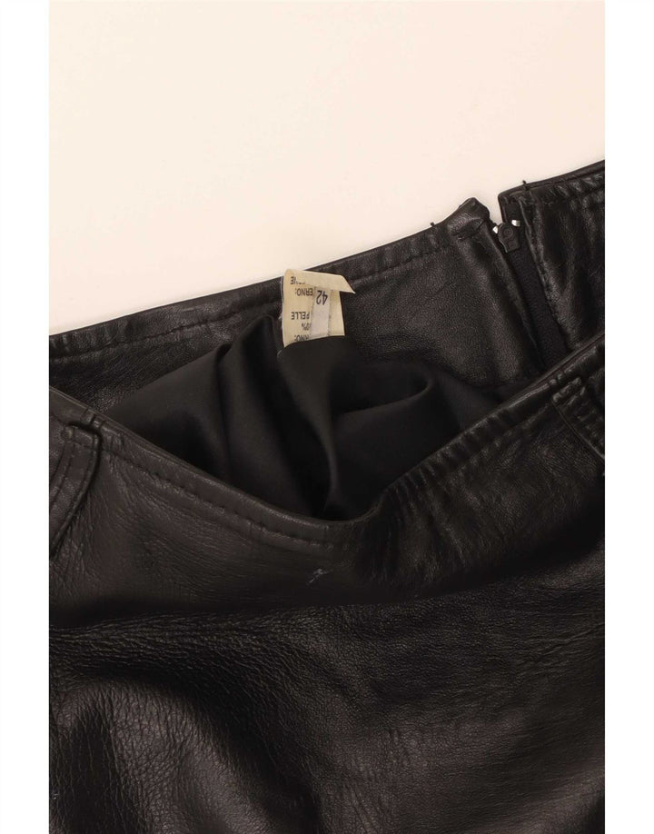 Fusta mini din piele vintage pentru femei IT 42 Medium W28 Black
