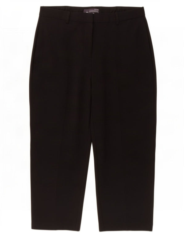Marks & Spencer Womens High Waist Capri Trousers UK 14 Large W32 L23 Black