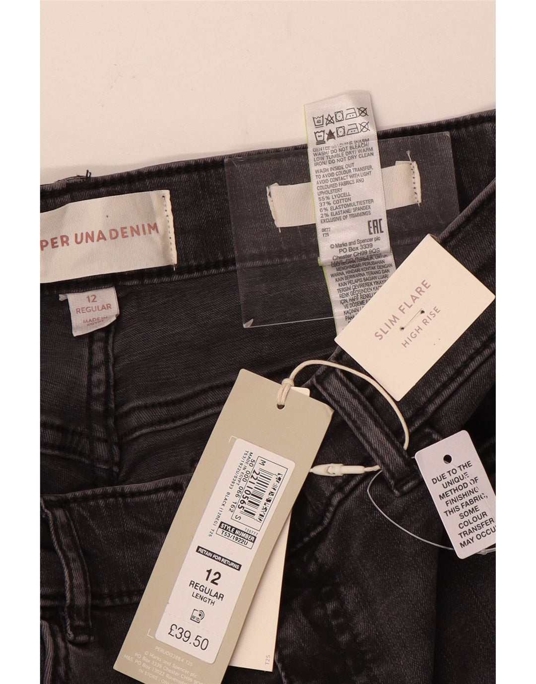 Marks & Spencer blugi evazați cu talie mare pentru femei UK 12 Medium W28 L30 gri