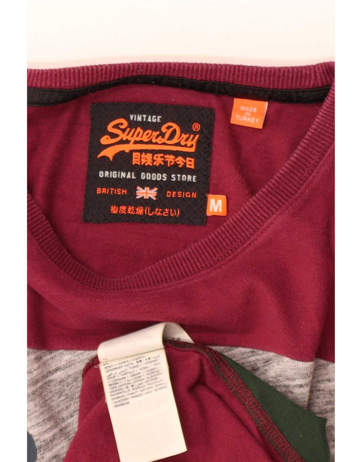 Top grafic pentru bărbați Superdry cu mânecă lungă, roșu mediu, bumbac color bloc