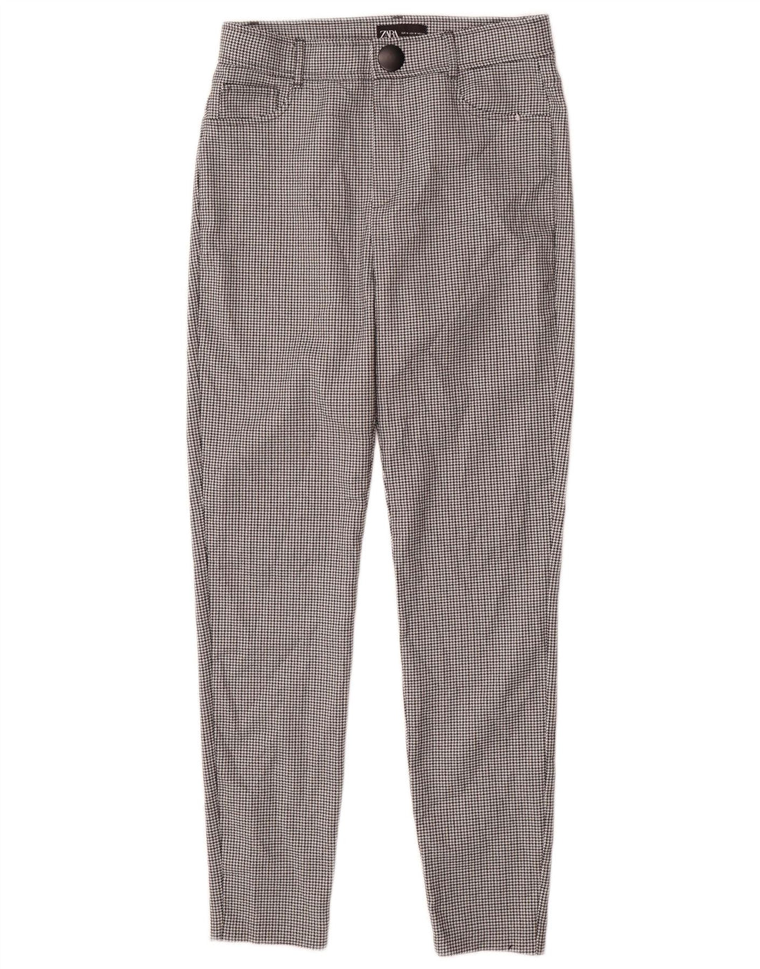 Pantaloni casual slim pentru femei Zara Mediu L28 L27 Negru Houndstooth