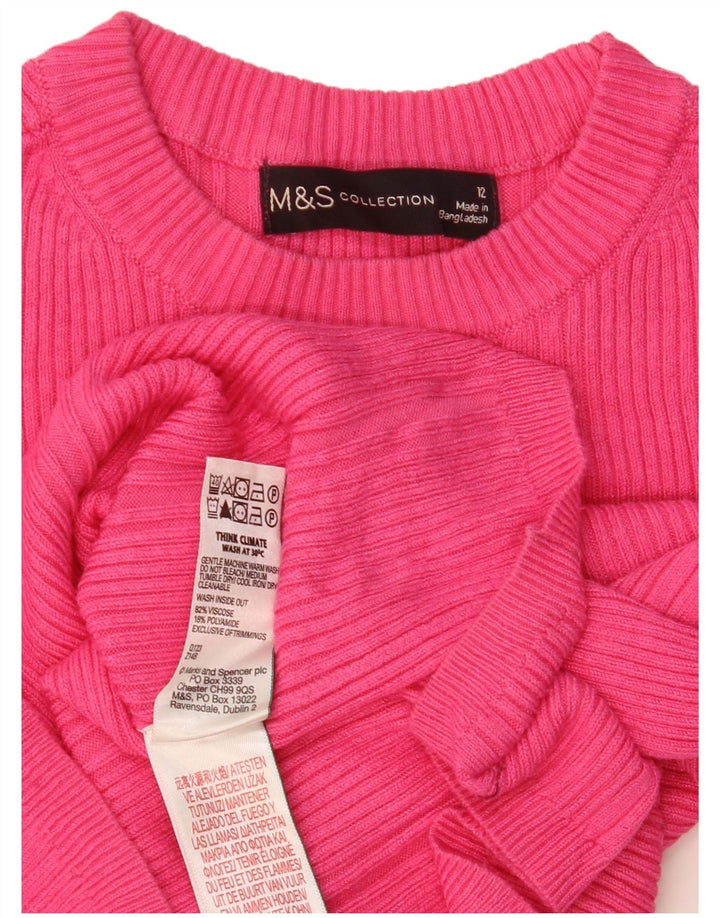 Pulover pentru femei Marks & Spencer cu decolteu rotund din viscoză roz mediu UK 12