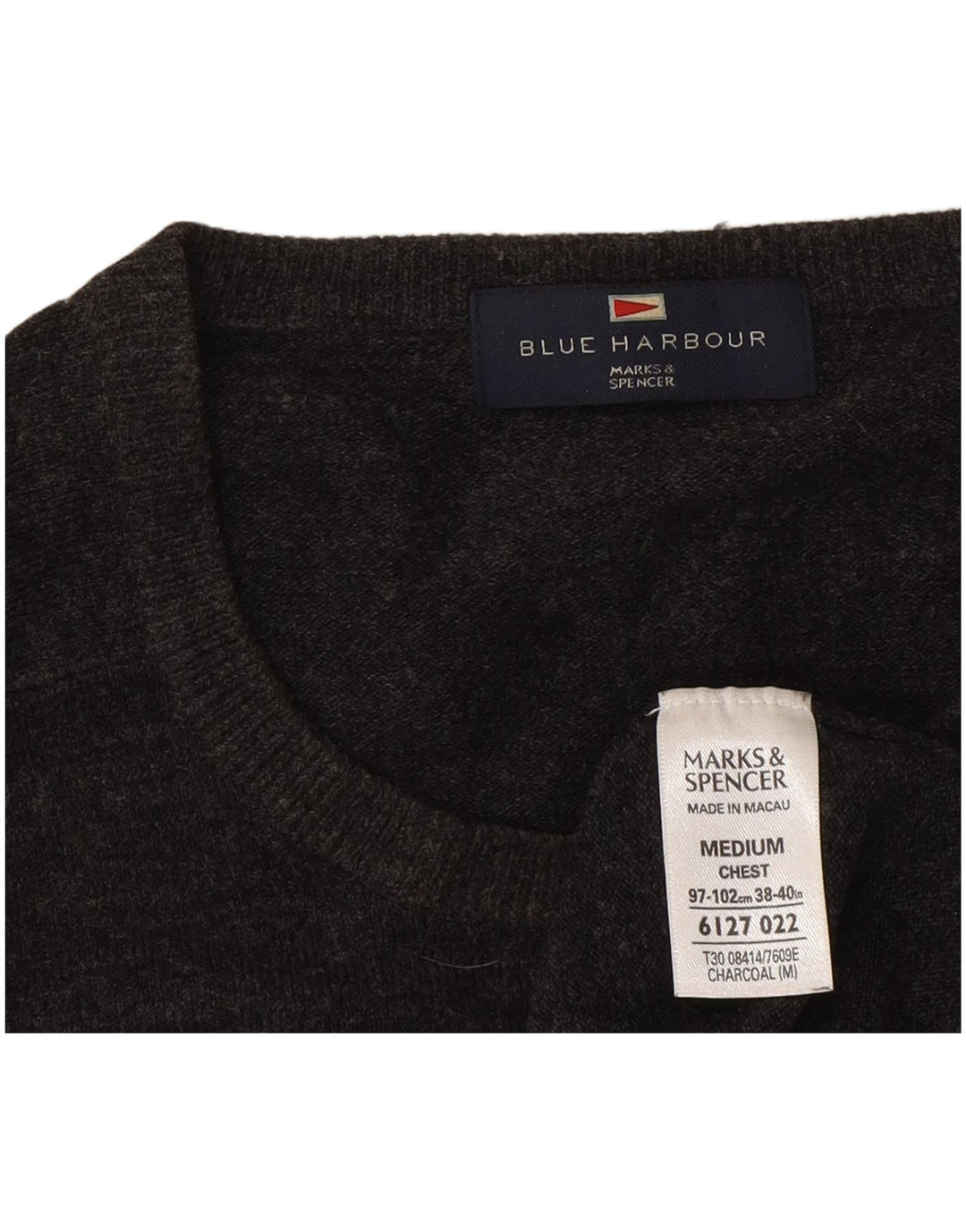 Pulover pentru bărbați Marks & Spencer, cu gât crew, acrilic, gri mediu