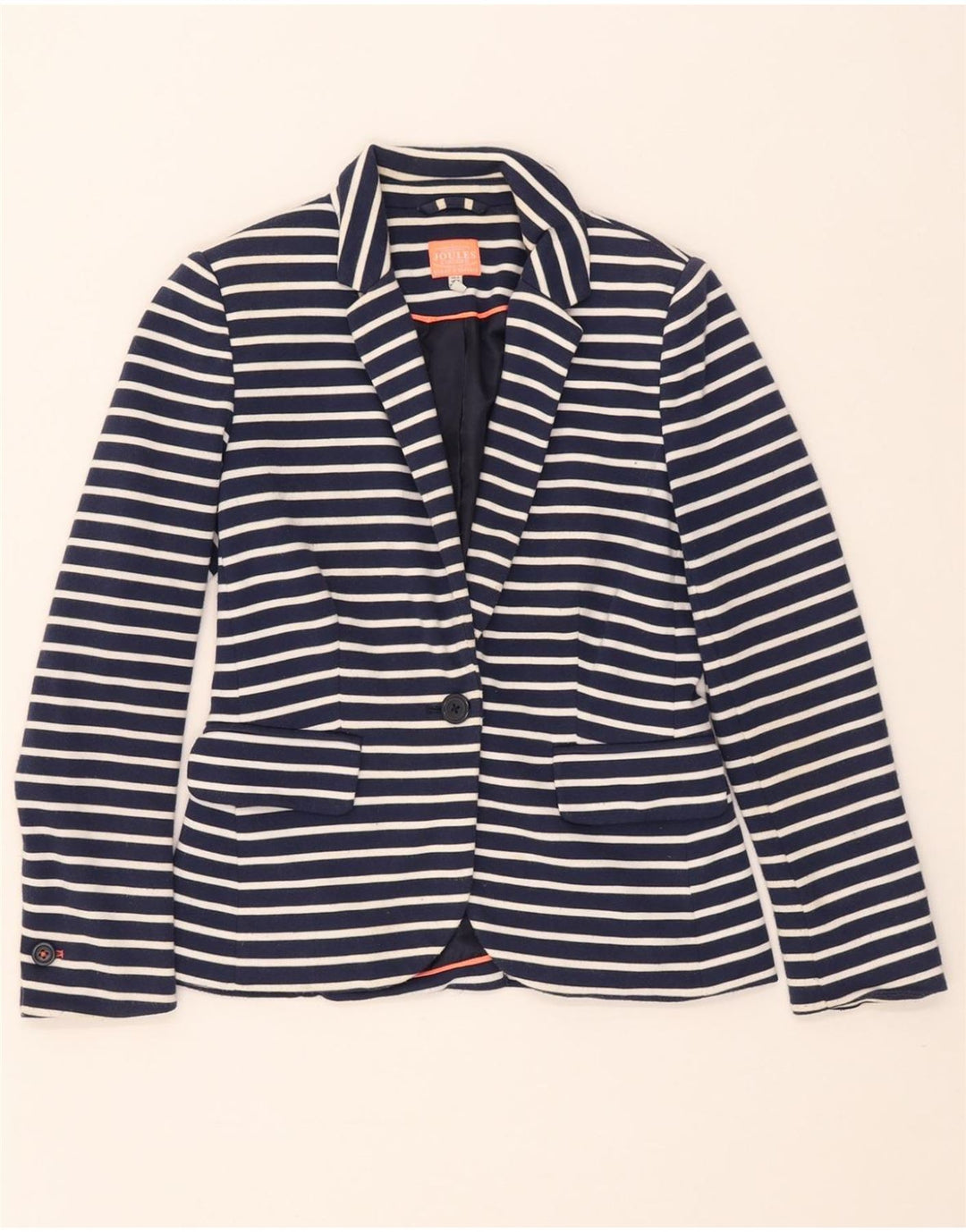 Jachetă Blazer pentru femei Joules cu 1 nasture UK 6 XS Poliester cu dungi bleumarin