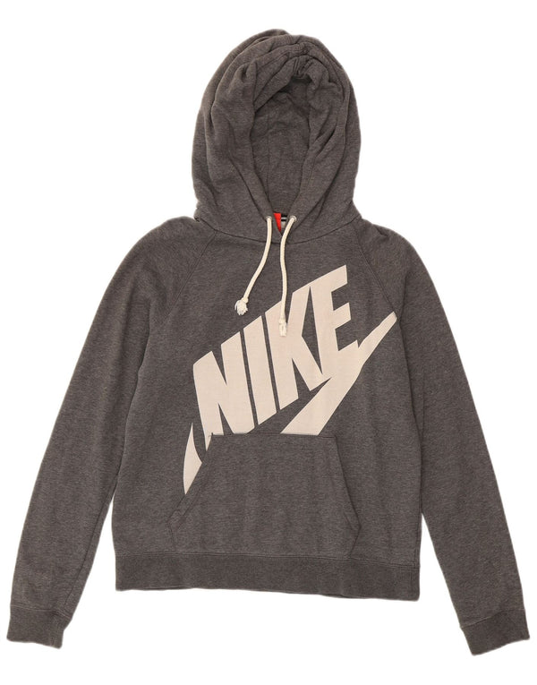 Pulover Nike pentru damă cu hanoră grafică UK 14, bumbac cu pete gri mediu