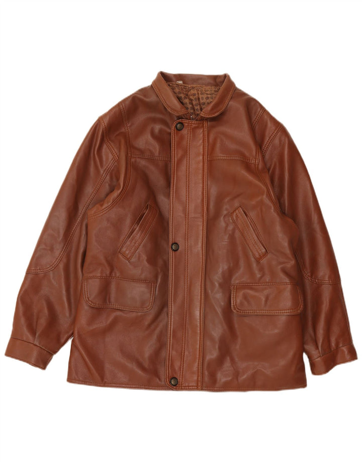 Jachetă de piele vintage pentru bărbați UK 38 maro mediu