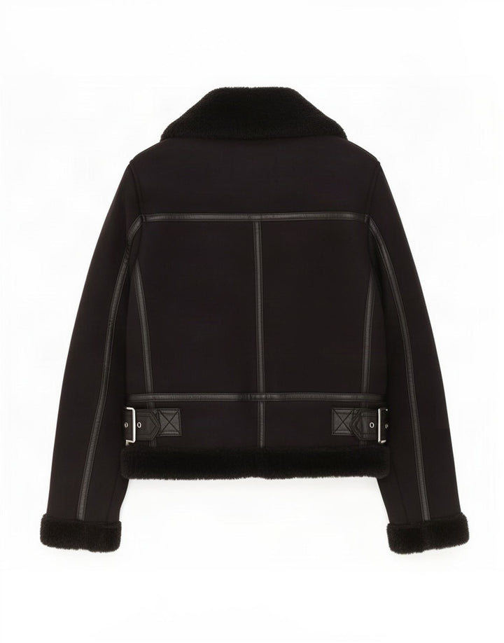 Jachetă Sherpa pentru femei Zara UK 6 XS Poliester negru