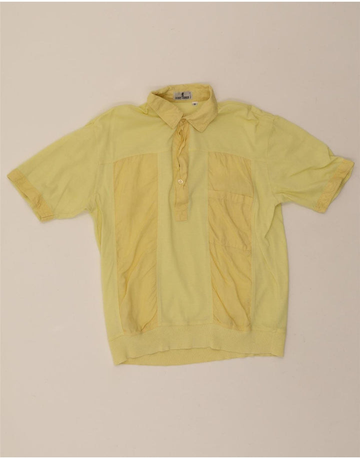 VINTAGE Mens Short Sleeve Pullover Shirt Small Yellow Cotton Vintage Vintage and Second-Hand Vintage from Messina Hembry 