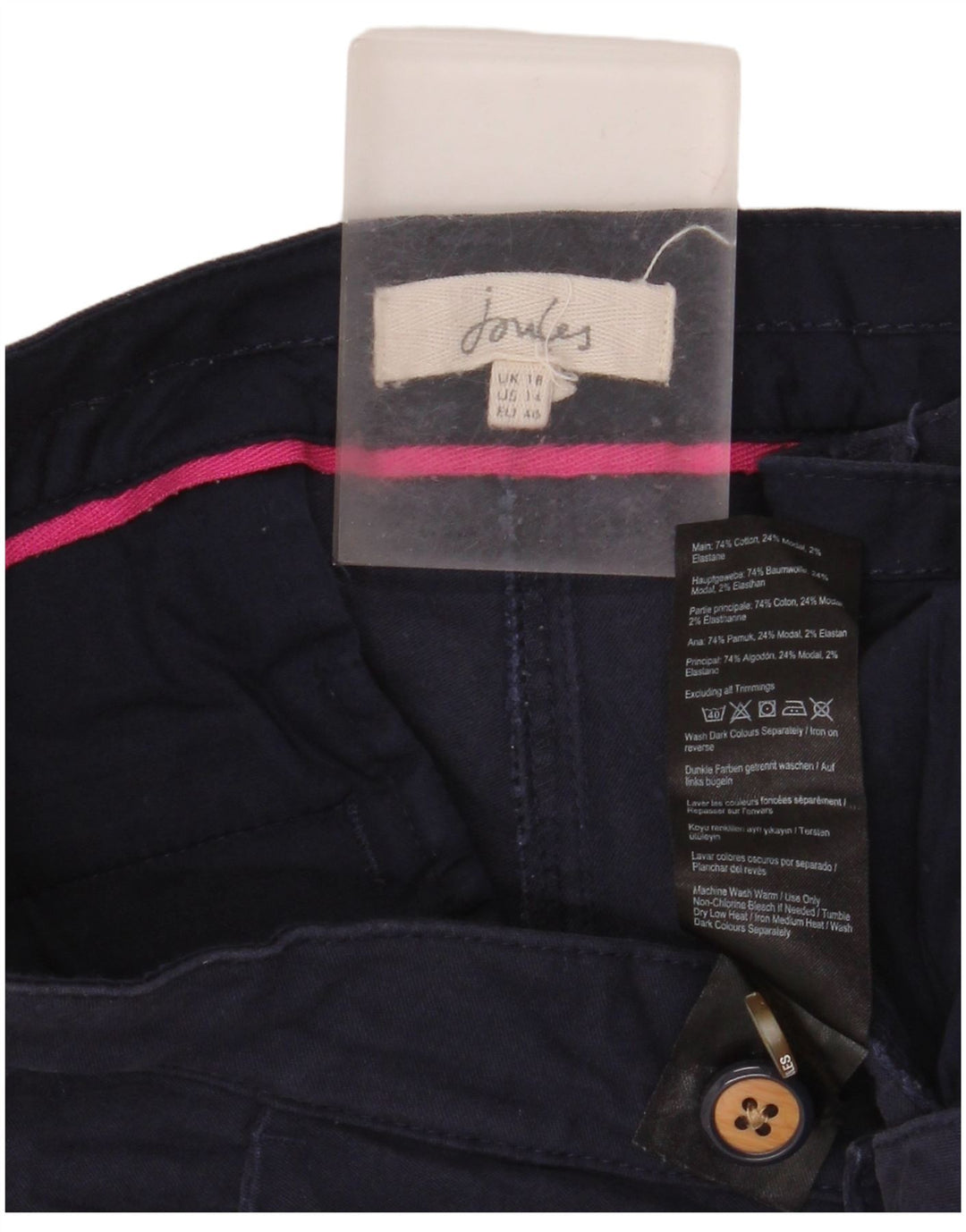 Pantaloni chino conici pentru femei JOULES UK 18 XL W38 L30 bleumarin bumbac