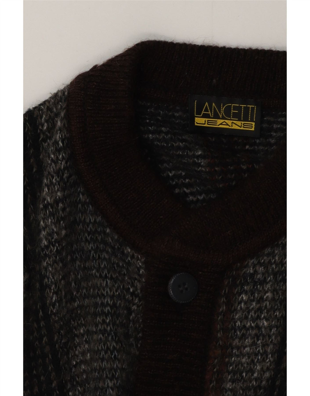 Pulover cardigan pentru bărbați Lancetti, gri mediu cu dungi