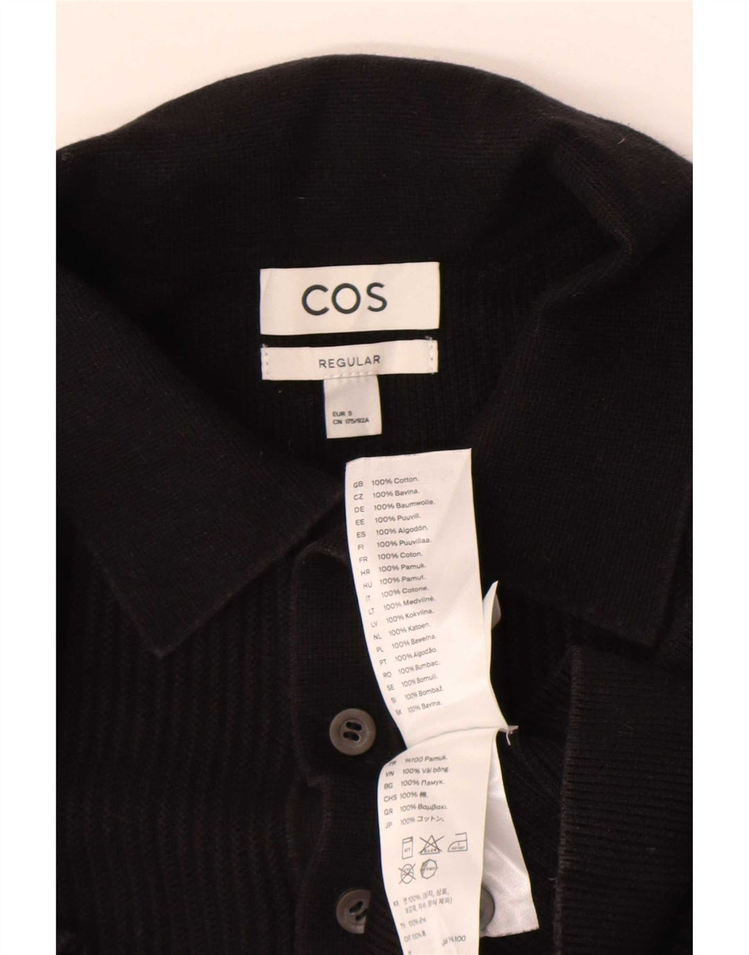 Tricou polo Cos pentru bărbați, mic, negru, bumbac