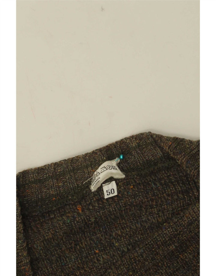 Pulover Cardigan Vintage pentru bărbați IT 50 Medium Kaki Acrilic cu pete