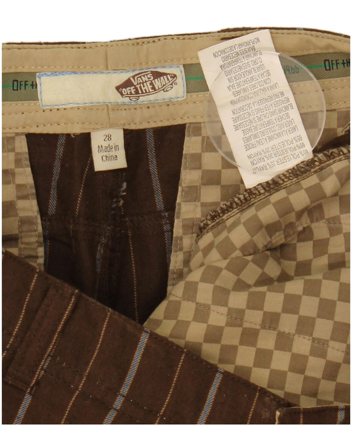 Pantaloni scurți chino pentru bărbați Vans W28, poliester cu dungi maro mici