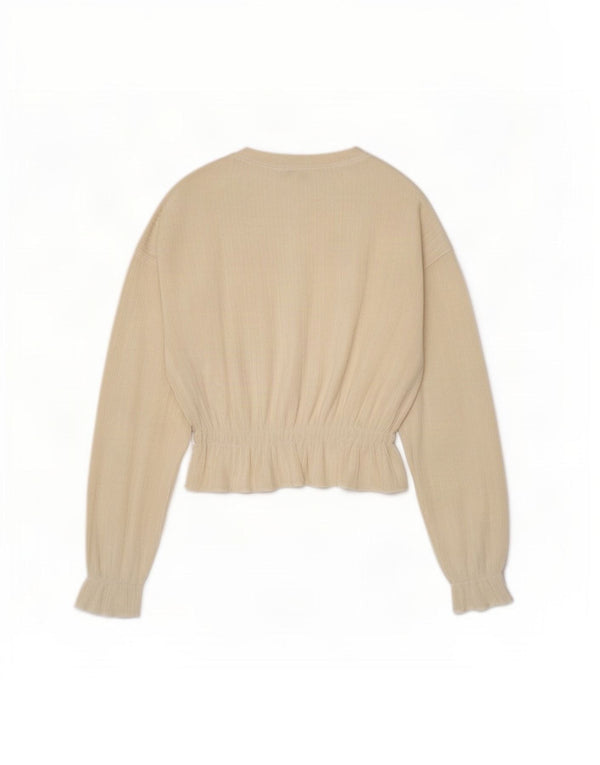 Bluză supradimensionată din velur cu mânecă lungă pentru femei Zara UK 10 Small Off White