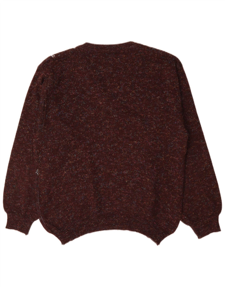 Pulover Vintage pentru bărbați cu decolteu în V IT 48 Maro Mediu Geometric Poliacrilic