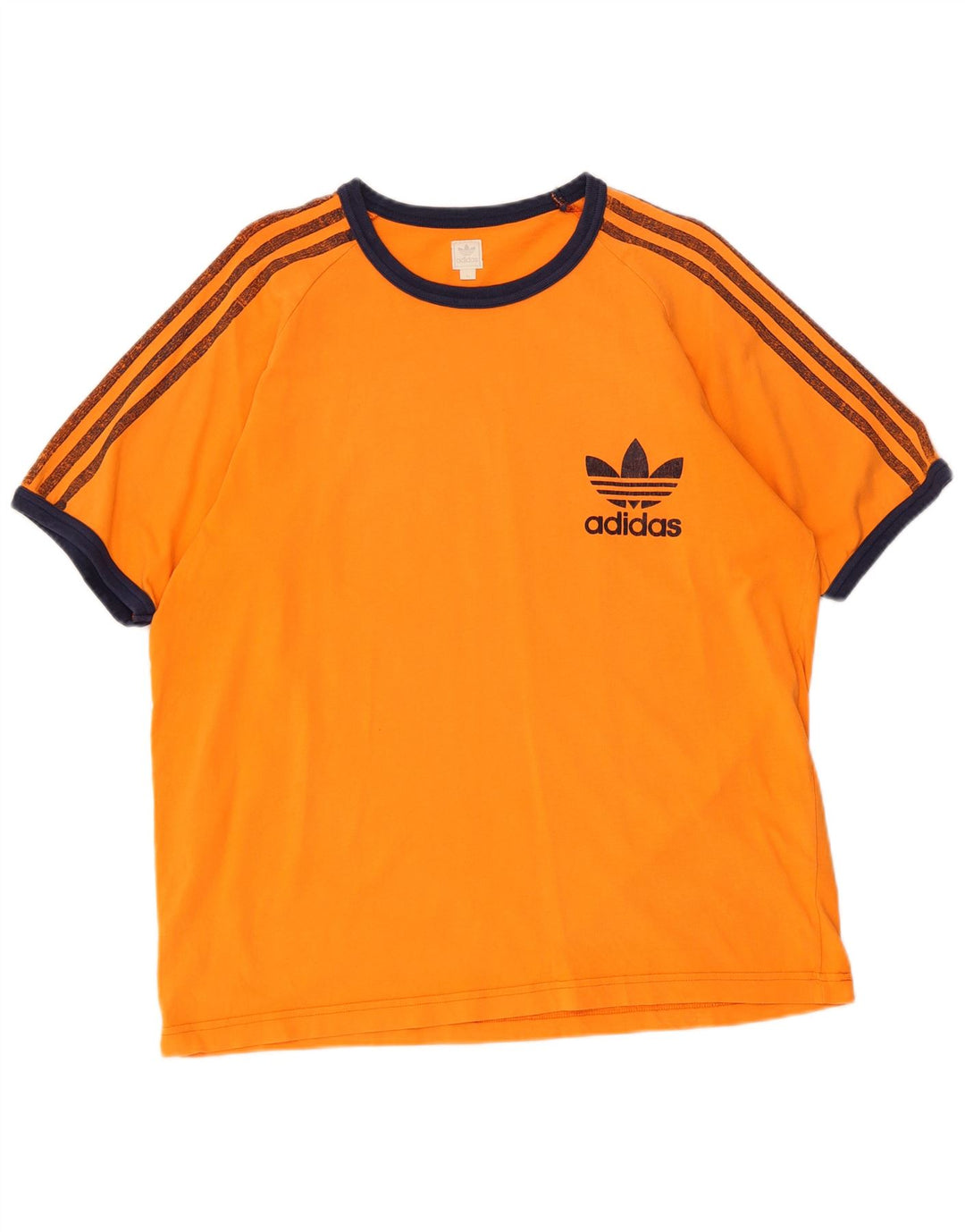 Adidas Mens Graphic T-Shirt Top Large Orange Colourblock