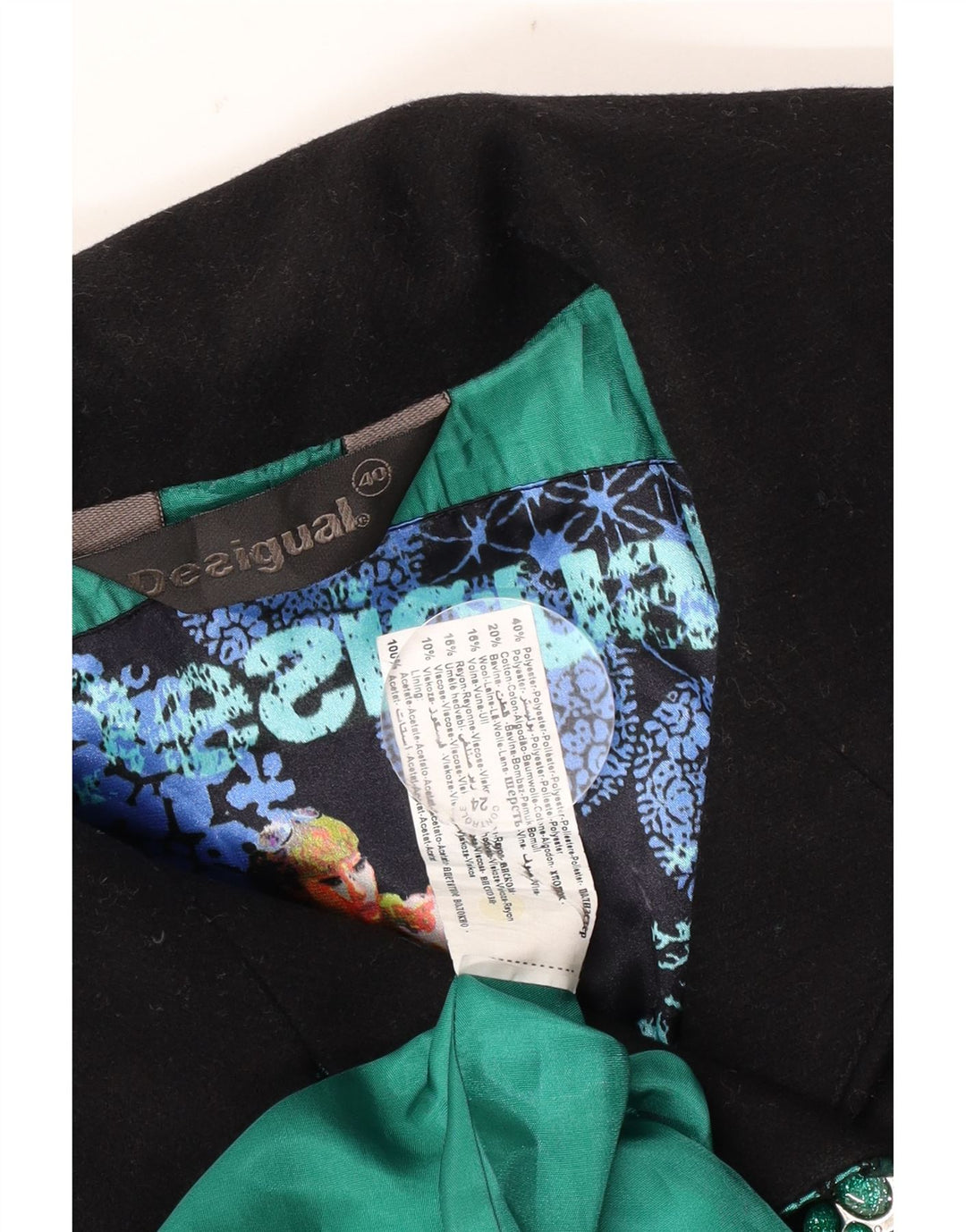 Palton pentru femei Desigual cu piept dublu EU 40 Mediu Multicolor