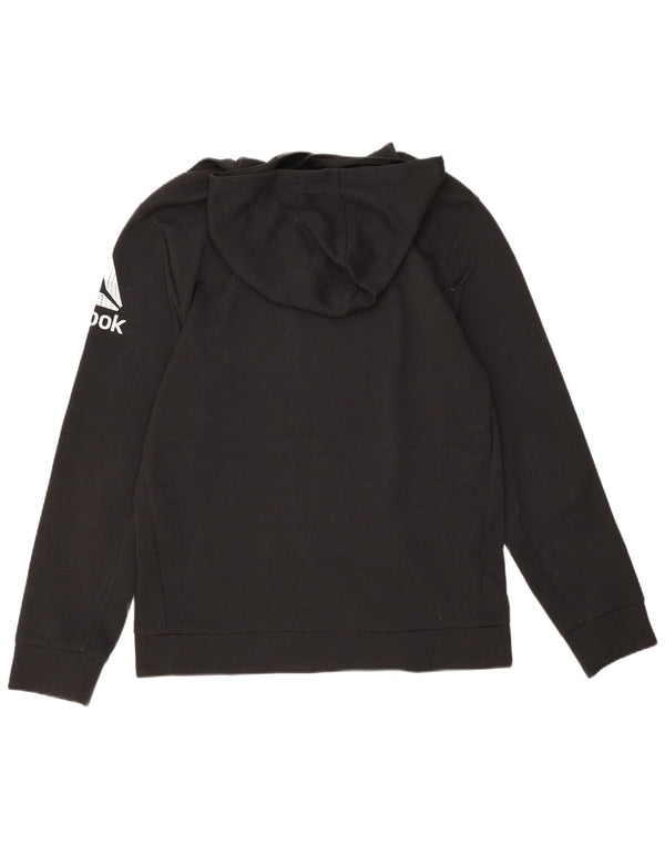 Pulover Reebok pentru bărbați cu capota grafică, poliester mediu negru