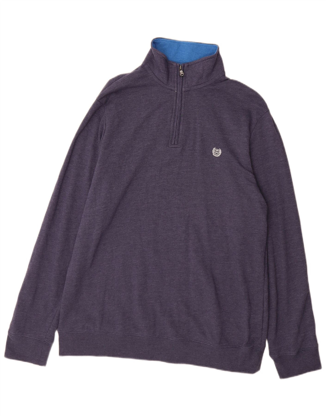 Pulover pentru bărbați Chaps, cu fermoar, cu gât, XL, bumbac bleumarin
