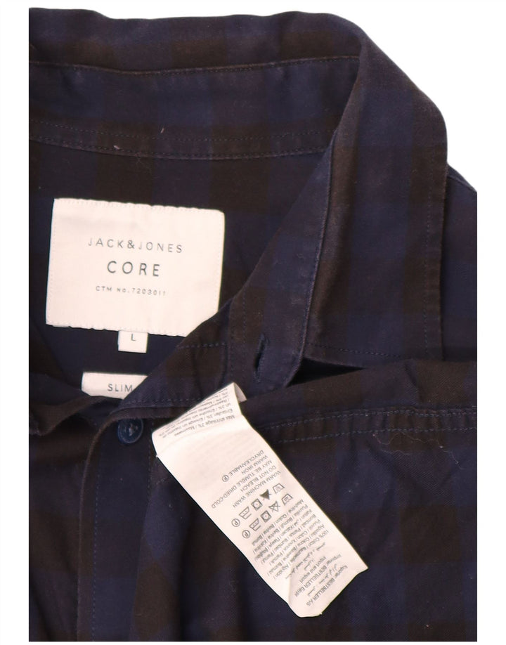 Cămașă pentru bărbați JACK & JONES Slim Fit, mare, neagră, din bumbac