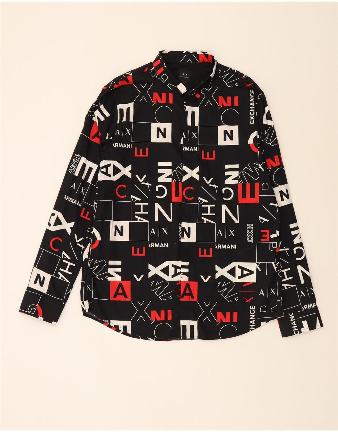 ARMANI EXCHANGE Cămașă Grafică pentru bărbați cu model abstract XL bumbac negru