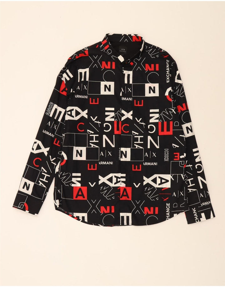 ARMANI EXCHANGE Cămașă Grafică pentru bărbați cu model abstract XL bumbac negru