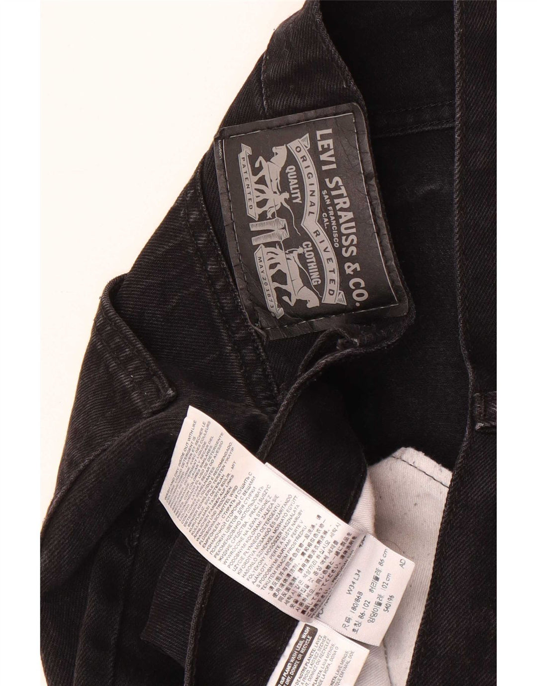 Blugi drepti pentru bărbați Levi's W34 L34 bumbac negru