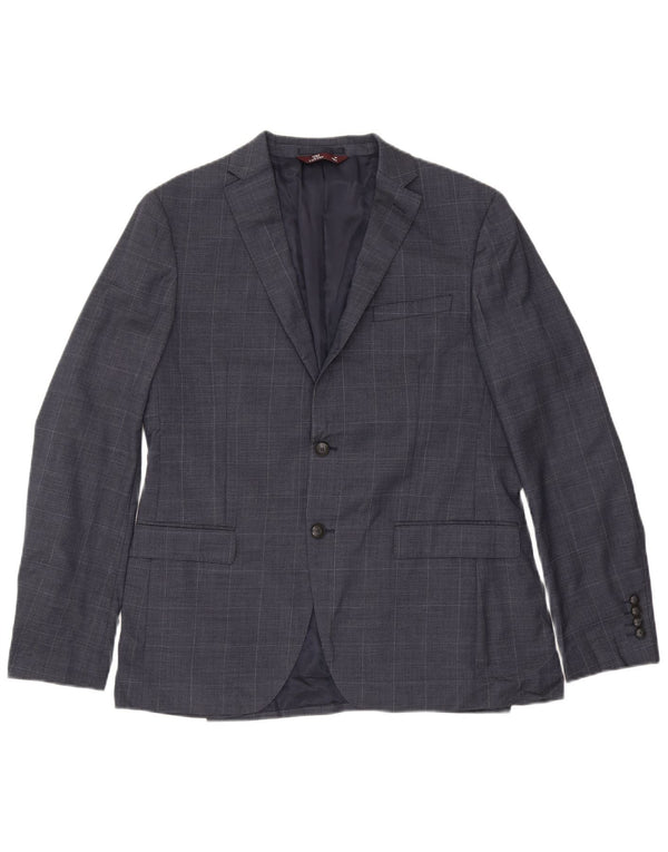 Jachetă pentru bărbați Marks & Spencer, subțire, cu 2 nasturi, UK 42 XL, albastru bleumarin, carouri