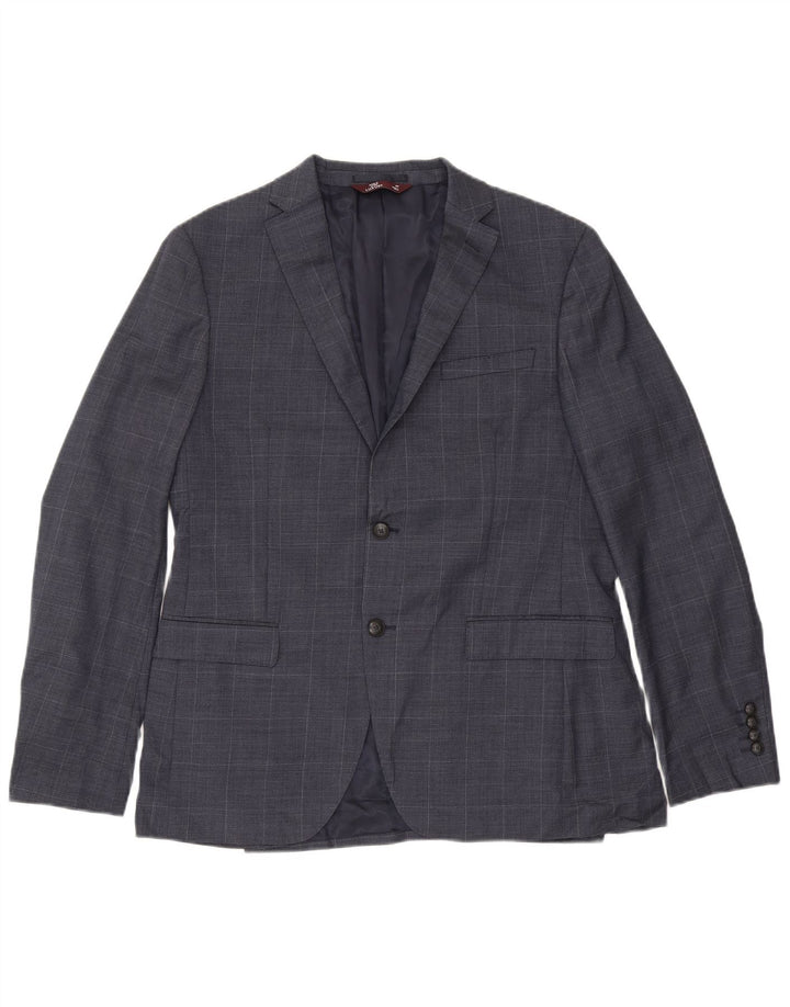 Jachetă pentru bărbați Marks & Spencer, subțire, cu 2 nasturi, UK 42 XL, albastru bleumarin, carouri