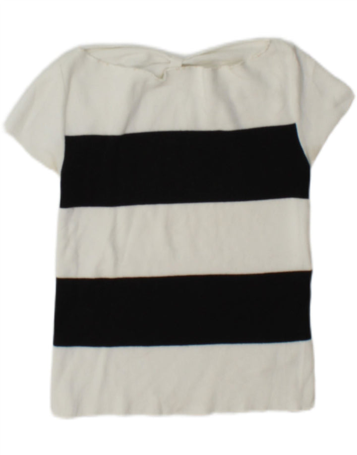 Top pentru femei Emporio Armani Crop Off Shoulder IT 42 Medium White Striped