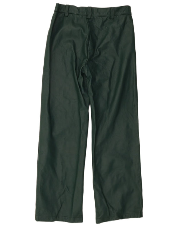 Pantaloni drepți din piele vintage pentru femei W32 L29 verde