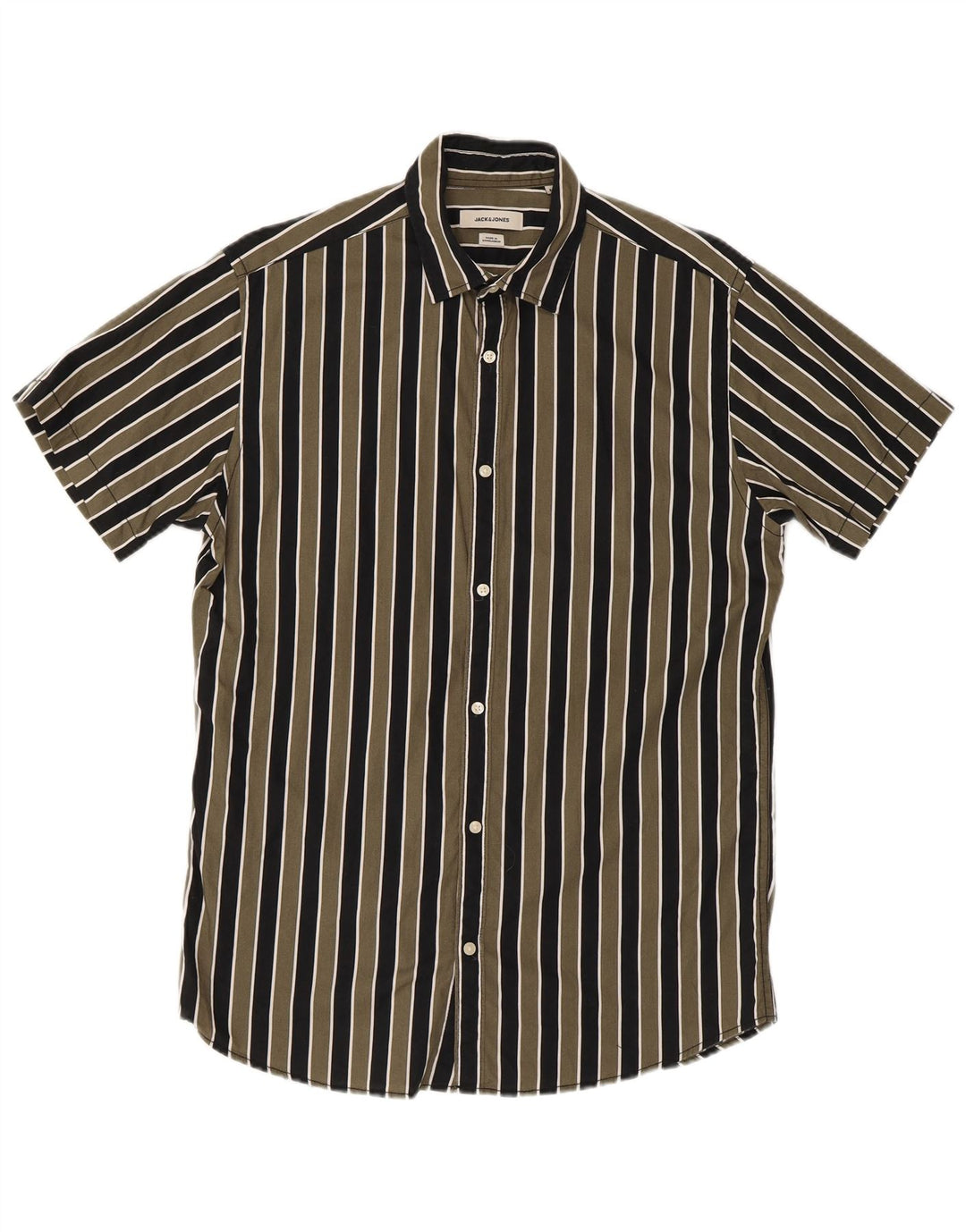 Cămașă Jack & Jones pentru bărbați, cu mânecă scurtă, în formă regulată, în dungi verzi medii