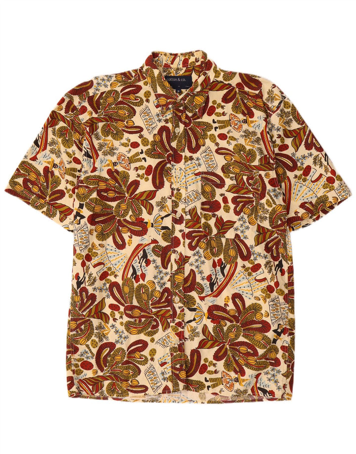 Cămașă vintage pentru bărbați cu mânecă scurtă, bumbac cachetăl mediu multicolor