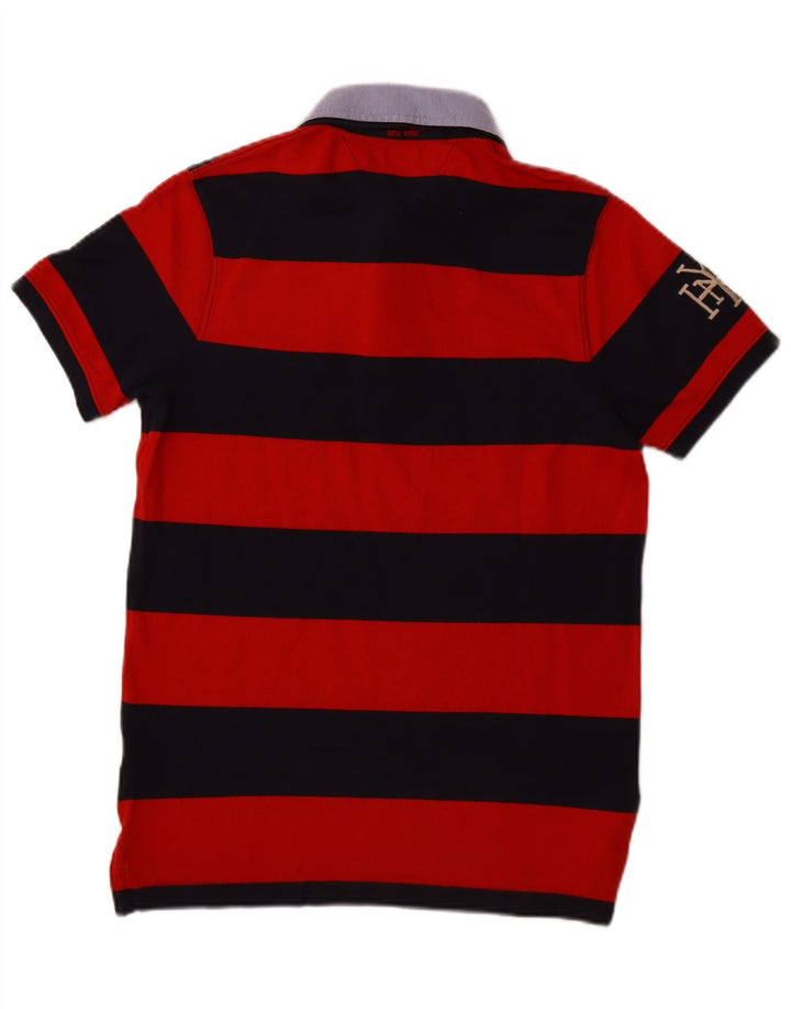Tricou polo TOMMY HILFIGER pentru bărbați, slim, cu grafic rugby, cu dungi roșii medii