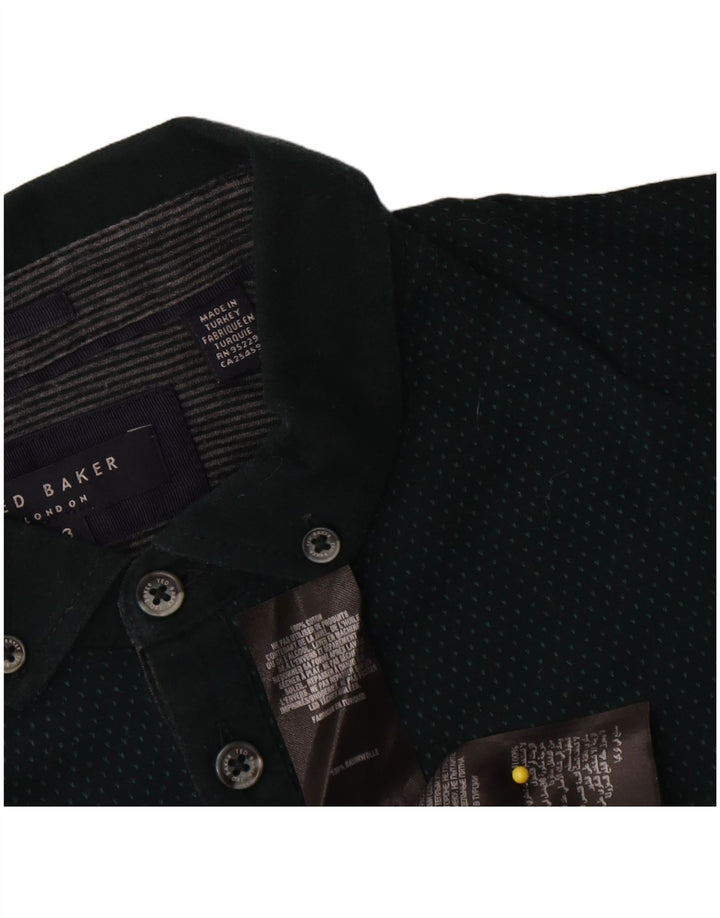Tricou polo pentru bărbați Ted Baker, mărimea 3, bumbac cu pete verde mediu