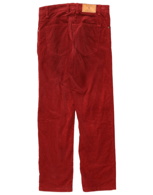 GANT Pantaloni drepti pentru bărbați din velur, L32 L28, bumbac burgundy