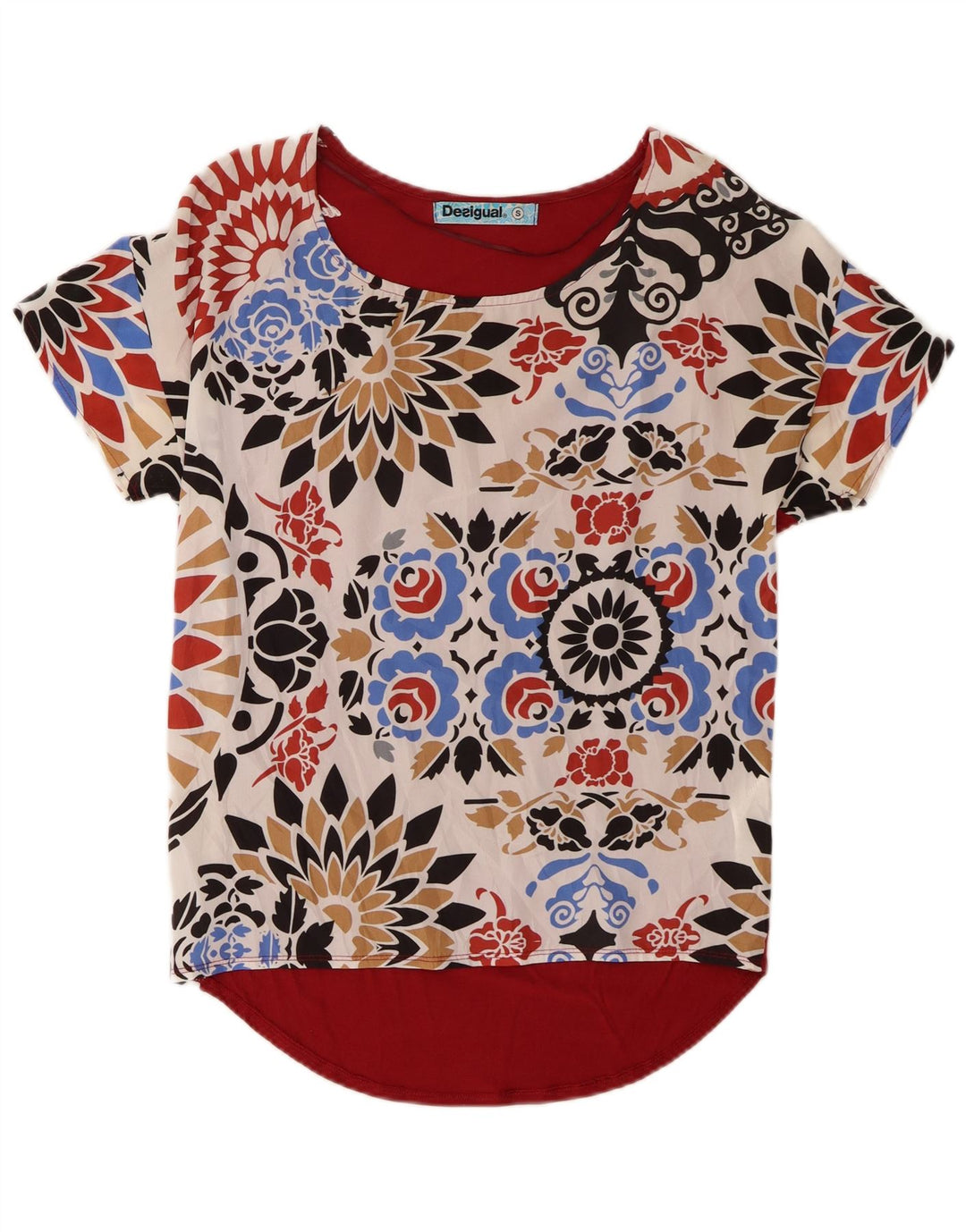Bluză Desigual Femei Top UK 10 Small Red Floral Viscose