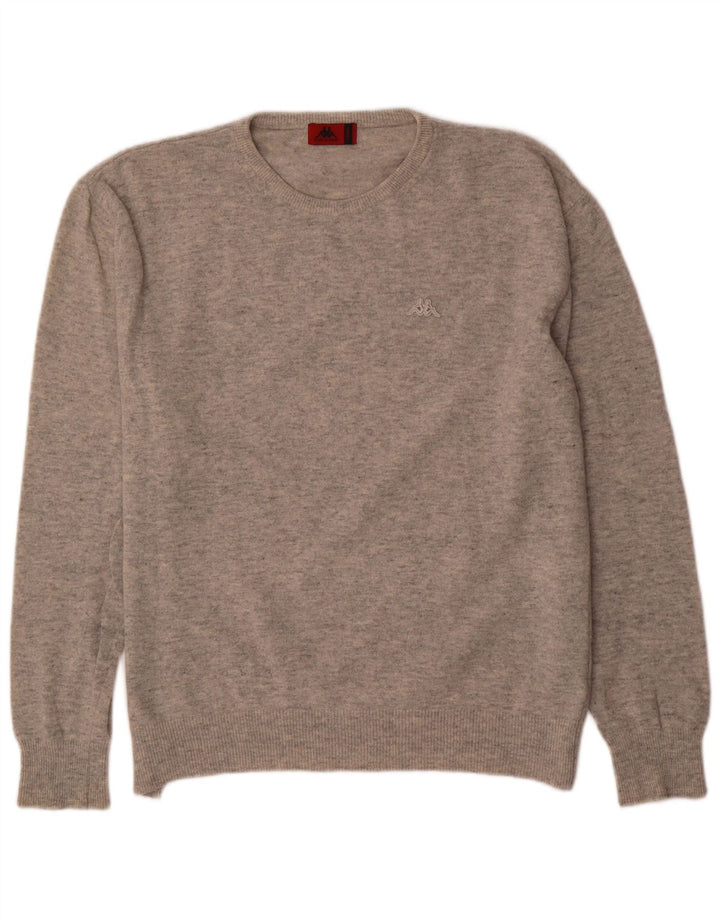 Pulover pentru bărbați Kappa cu gât roșu, XL, lână gri