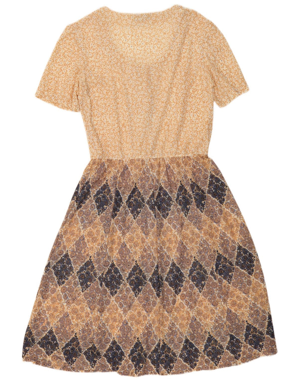 Rochie maxi vintage pentru femei UK 16 mare, bej, florală