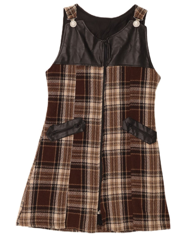 Vintage Womens Sleeveless A-Line Dress IT 44 Medium Brown Check